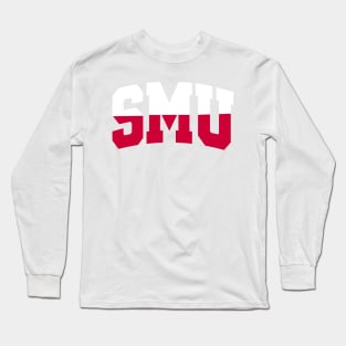 SMU Two-Toned Red and White Long Sleeve T-Shirt